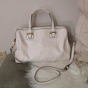 Coach White Leather Satchel With Shoulder Strap
